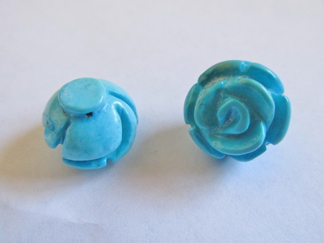 (image for) Turquoise carved stone rose #FL11